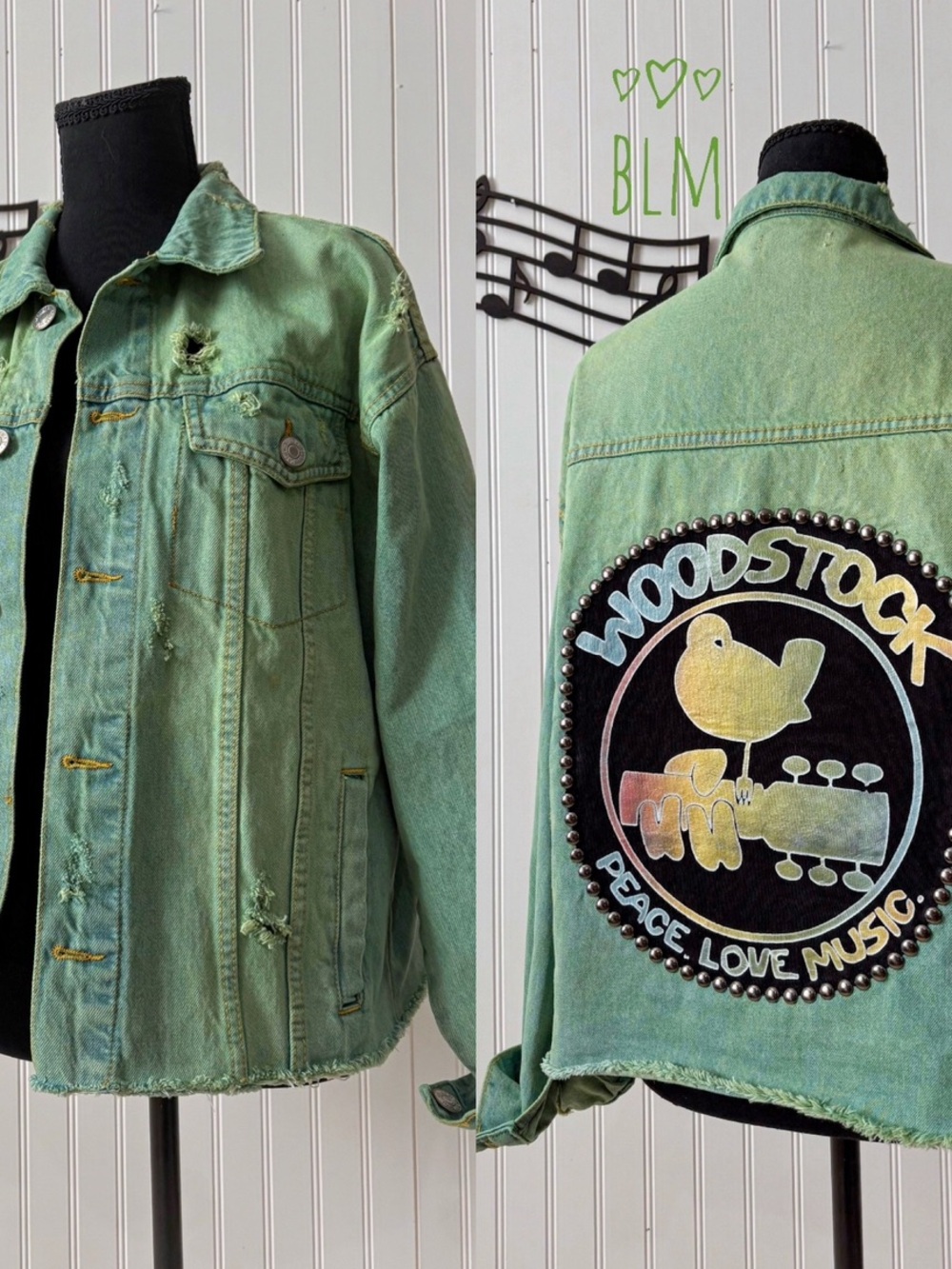 Woodstock custom acid wash Jean jacket